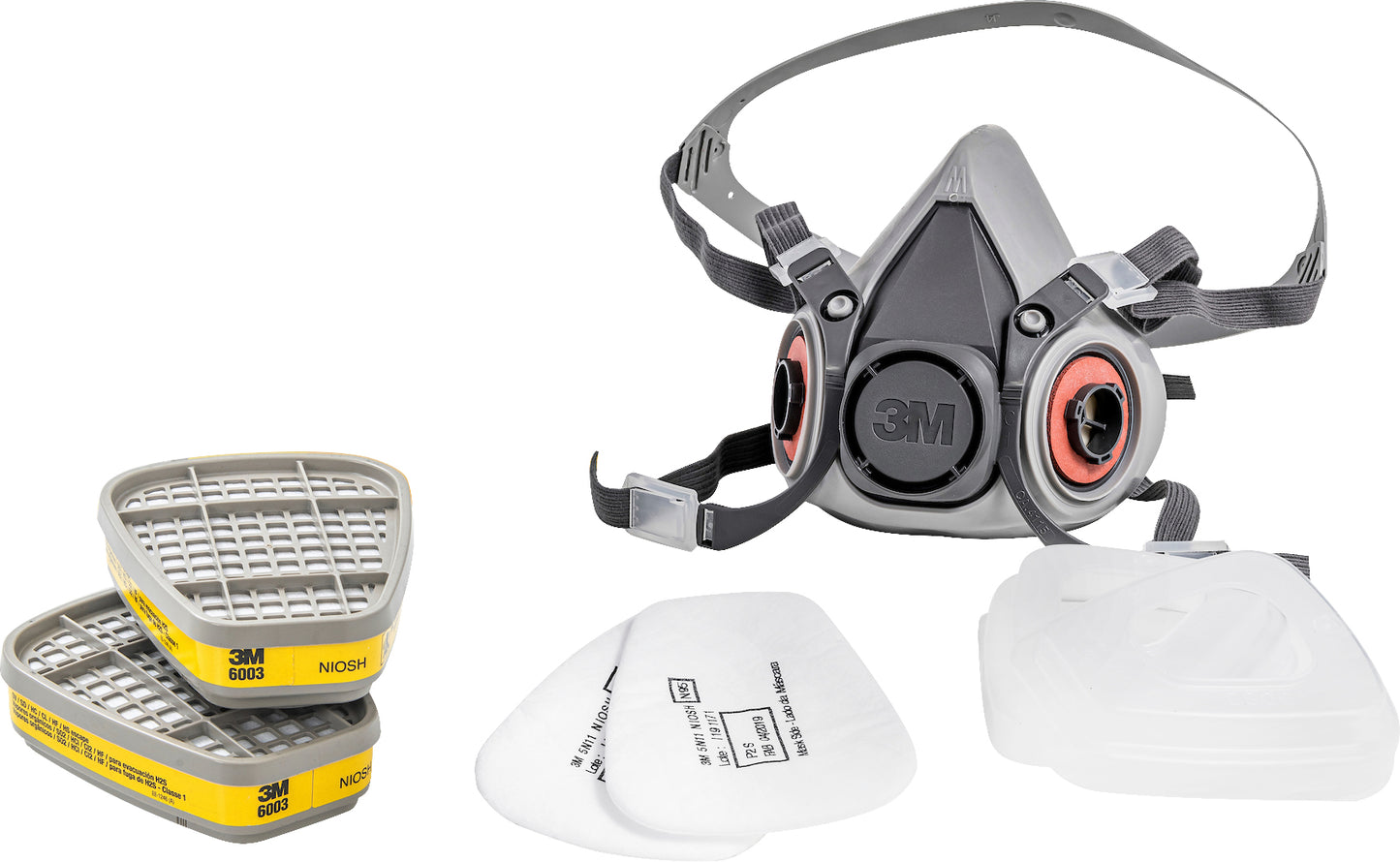 Kit respirador Semifacial 6200 - com cartucho 6003 Quimicos e Acidos + Filtro e Retentor 3M