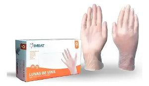 Luva de vinil descartável e incolor, caixa com 100 peças, LV-SA-VINIL IMBAT