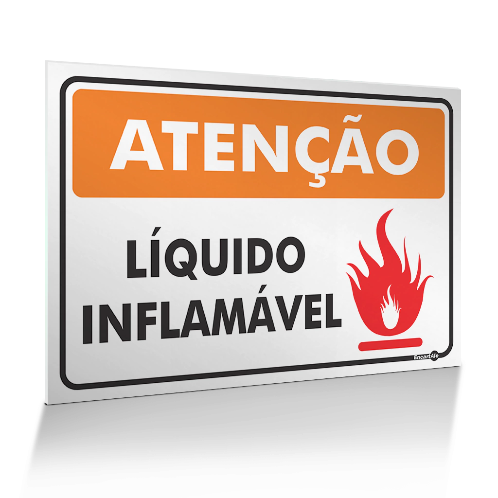 Placa Atenção - Líquido Inflamável