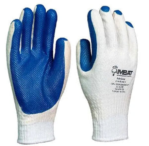 Luva de malha com látex vulcanizado, cor azul,  IMBAT - C.A 41736