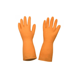 Luva de látex, cor laranja, antiderrapante, com forro, modelo Plus, SANRO  - C.A 6110