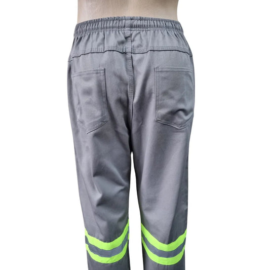 Calça em Brim Cinza com Elástico total e Refletivo