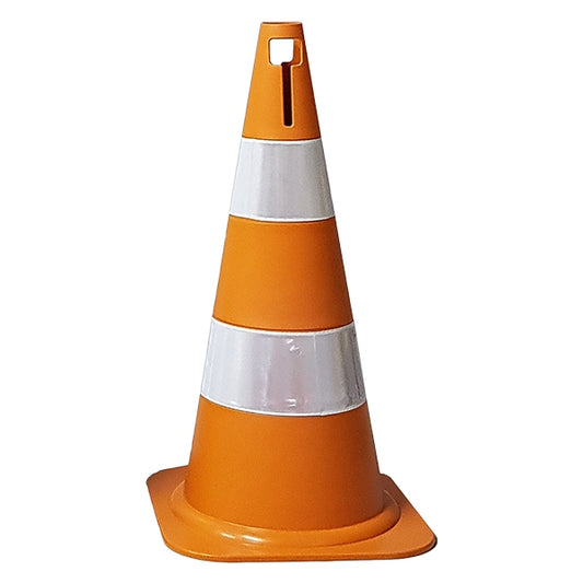 Cone de sinalização com 50 cm, branco e laranja, em polietileno VONDER