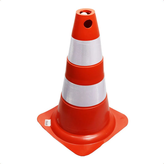 Cone de sinalização com 50 cm flexível, branco e laranja, em PVC, VONDER