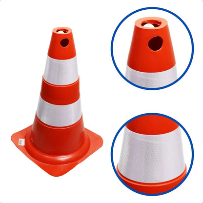 Cone de sinalização com 50 cm flexível, branco e laranja, em PVC, VONDER