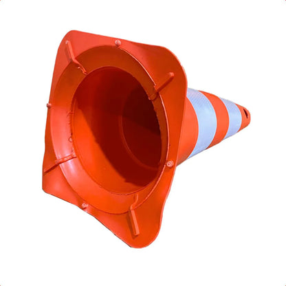 Cone de sinalização com 50 cm flexível, branco e laranja, em PVC, VONDER