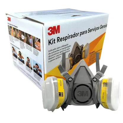 Kit respirador Semifacial 6200 - com cartucho 6003 Quimicos e Acidos + Filtro e Retentor 3M