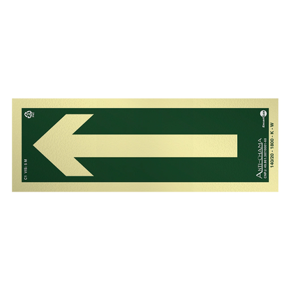 Placa Fotoluminescente C1 Direção da Rota de Saída de Emergência com Seta