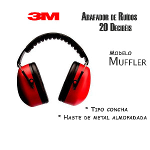 Abafador de ruídos tipo concha, 20 dB, Muffler 3M - C.A 14235